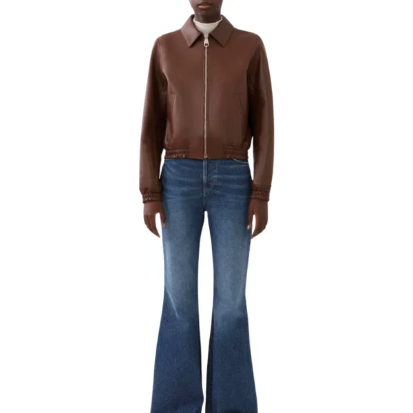 Womens Brown Short Blouson Jacket - Image 3