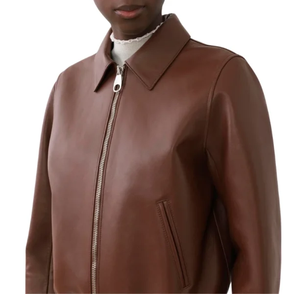 Womens Brown Short Blouson Jacket - Image 5