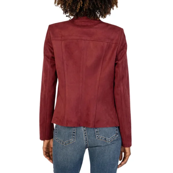 Janet Maroon Suede Leather Jacket - Image 4