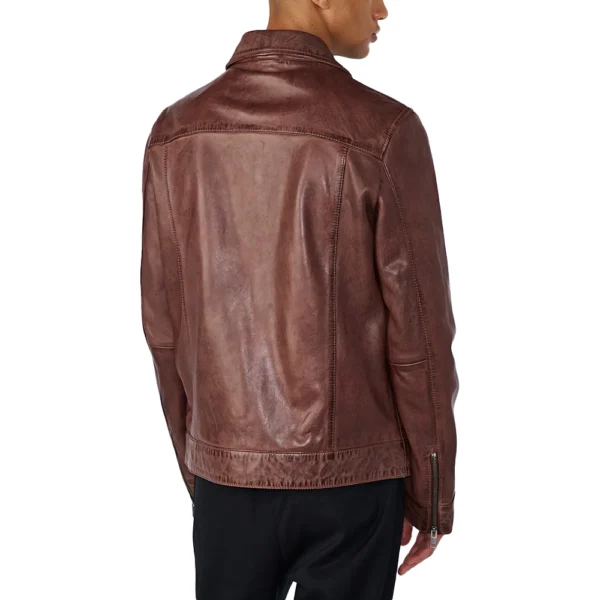 Men’s Shirt Style Vintage Brown Leather Jacket - Image 2